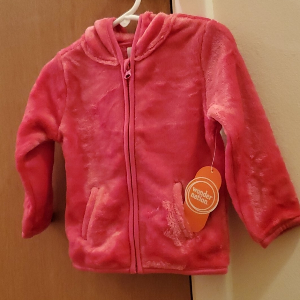 🎉Host Pick🎉 Girls Pink Furry Fleece Bear Hoodie With Pockets - Picture 2 of 5